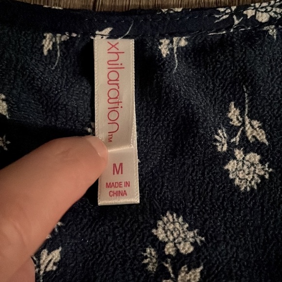 Boho Bell Sleeve Floral Dress | Color: Blue | Size:Juniors M - Picture 2 of 3